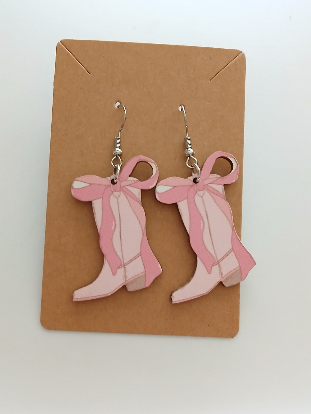 Pink Cowboy Boot Earrings - Western Dangle Earrings